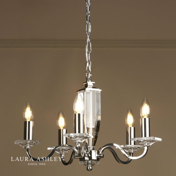 Laura Ashley Carson Cut Glass & Polished Nickel 5 Light Chandelier - Image 2