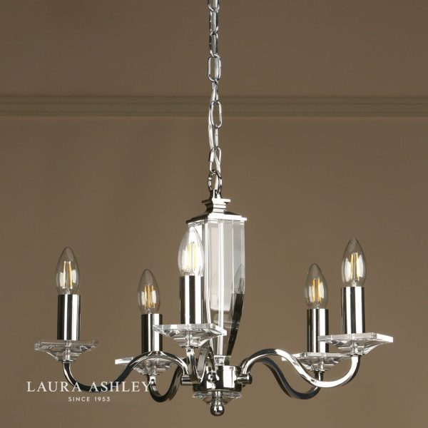 Laura Ashley Carson Cut Glass & Polished Nickel 5 Light Chandelier - Image 3