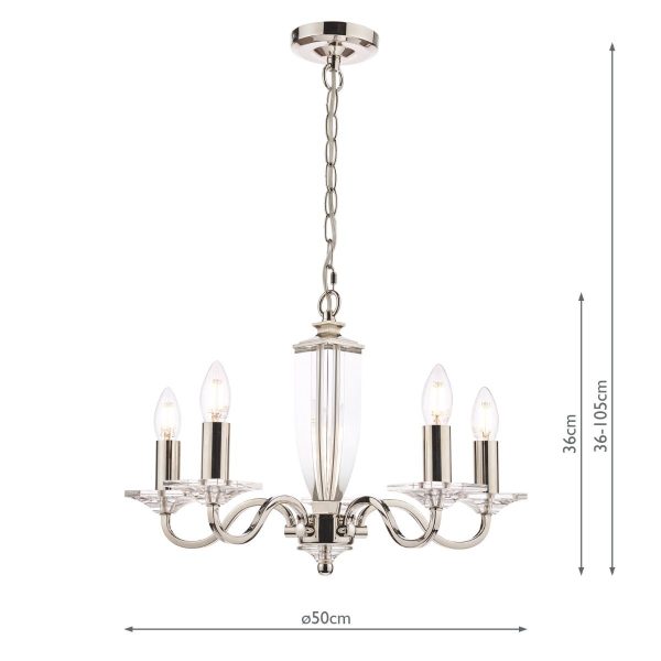 Laura Ashley Carson Cut Glass & Polished Nickel 5 Light Chandelier - Image 4