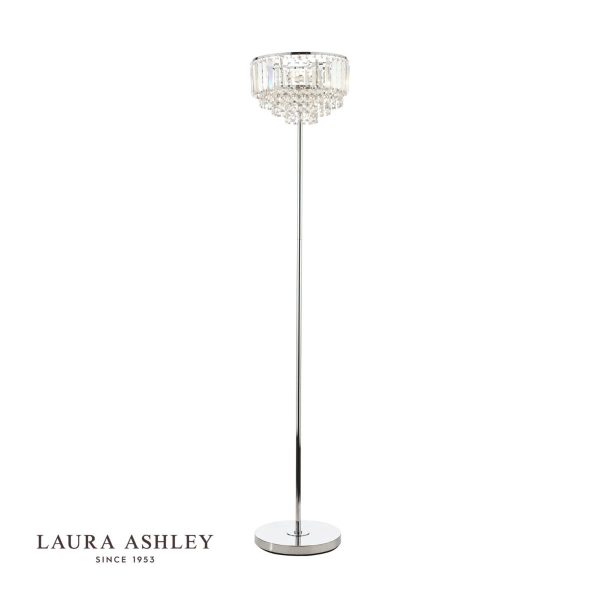 Laura Ashley Vienna Crystal & Polished Chrome 3 Light Floor Lamp