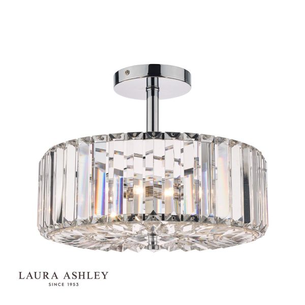 Laura Ashley Fernhurst Polished Chrome 3 Light Art Deco Ceiling Light