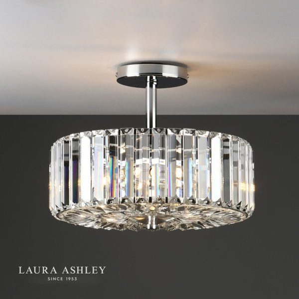 Laura Ashley Fernhurst Polished Chrome 3 Light Art Deco Ceiling Light - Image 3