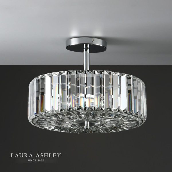 Laura Ashley Fernhurst Polished Chrome 3 Light Art Deco Ceiling Light - Image 4