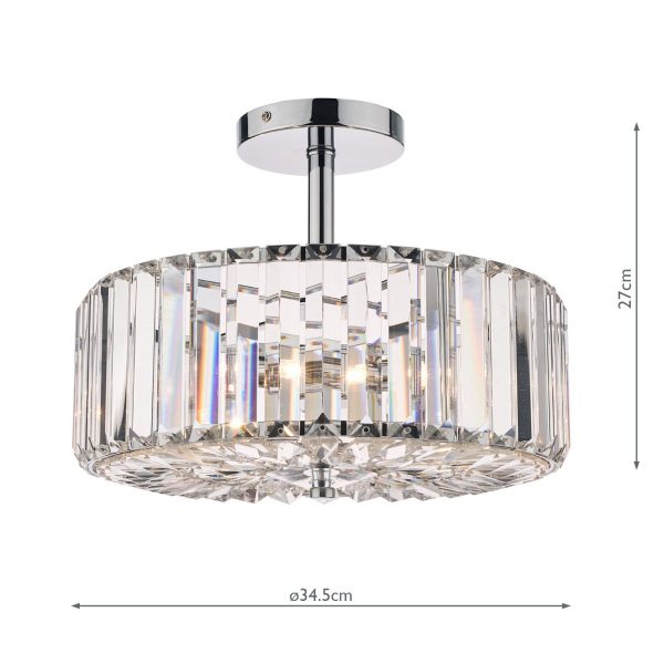 Laura Ashley Fernhurst Polished Chrome 3 Light Art Deco Ceiling Light - Image 5