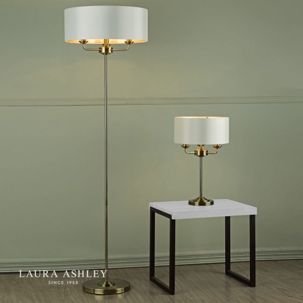 Laura Ashley Sorrento Antique Brass 3 Light Floor Lamp with Ivory Shade - Image 3