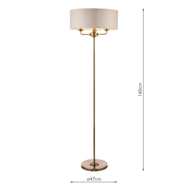 Laura Ashley Sorrento Antique Brass 3 Light Floor Lamp with Ivory Shade - Image 4