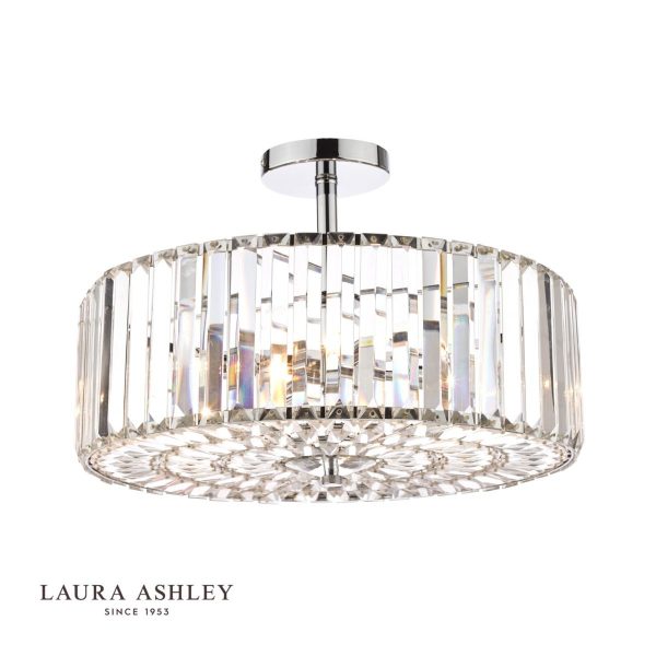 Laura Ashley Fernhurst Polished Chrome 4 Light Art Deco Ceiling Light