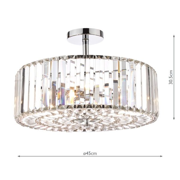 Laura Ashley Fernhurst Polished Chrome 4 Light Art Deco Ceiling Light - Image 4