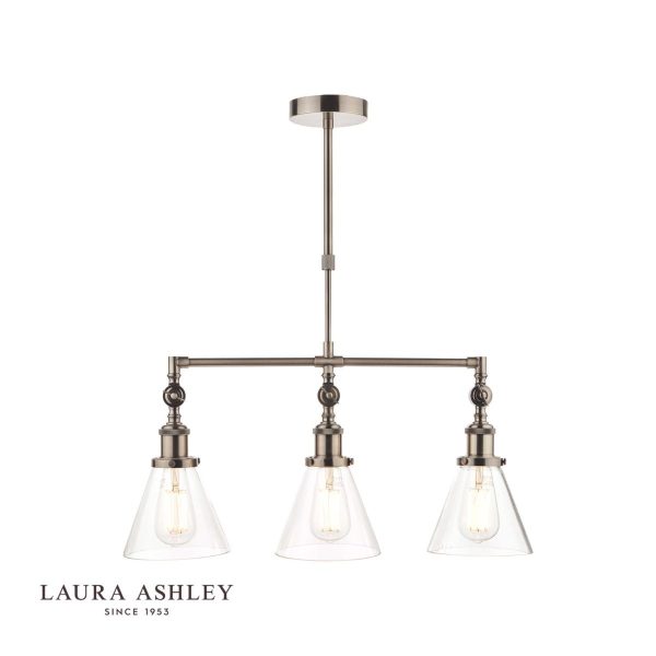 Laura Ashley Isaac Industrial Nickel 3 Light Bar Pendant Ceiling Light