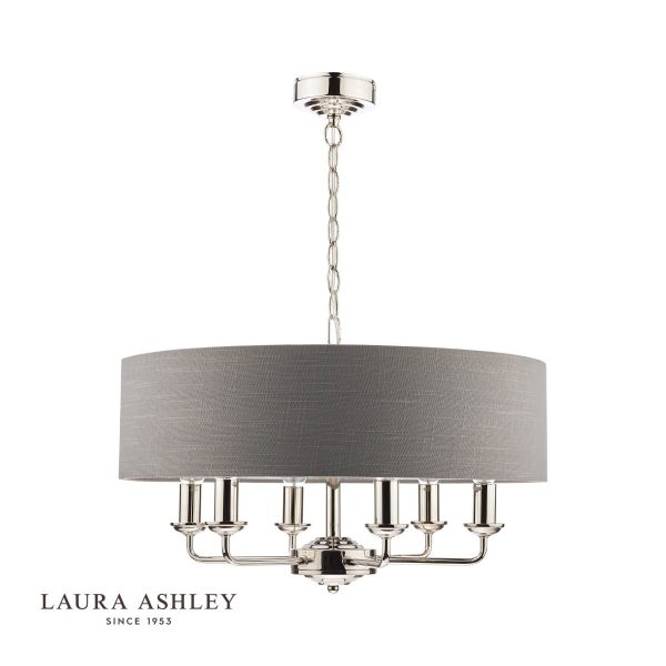 Laura Ashley Sorrento 6lt Pendant Polished Nickel With Charcoal Shade - Image 2