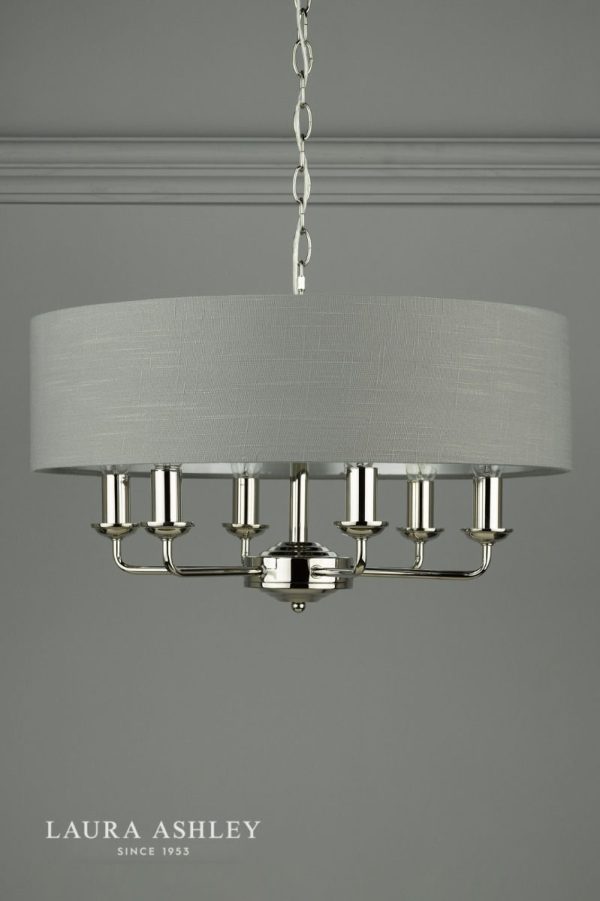 Laura Ashley Sorrento 6lt Pendant Polished Nickel With Charcoal Shade - Image 4