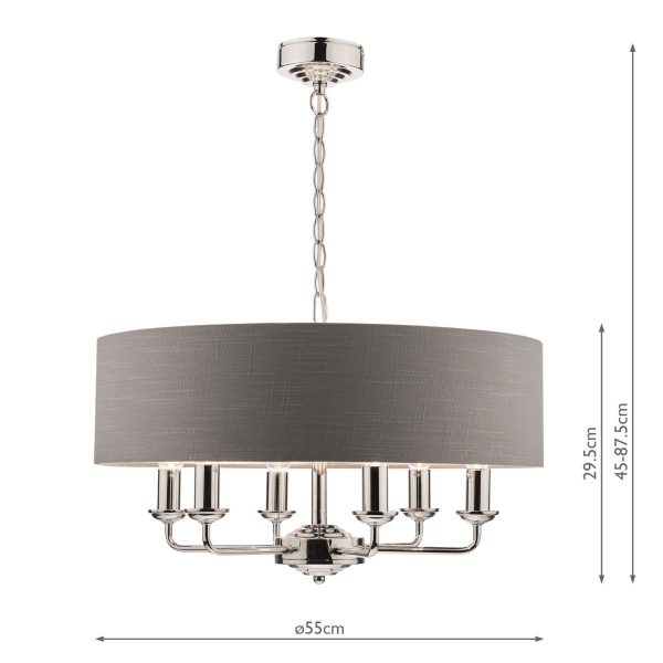 Laura Ashley Sorrento 6lt Pendant Polished Nickel With Charcoal Shade - Image 5