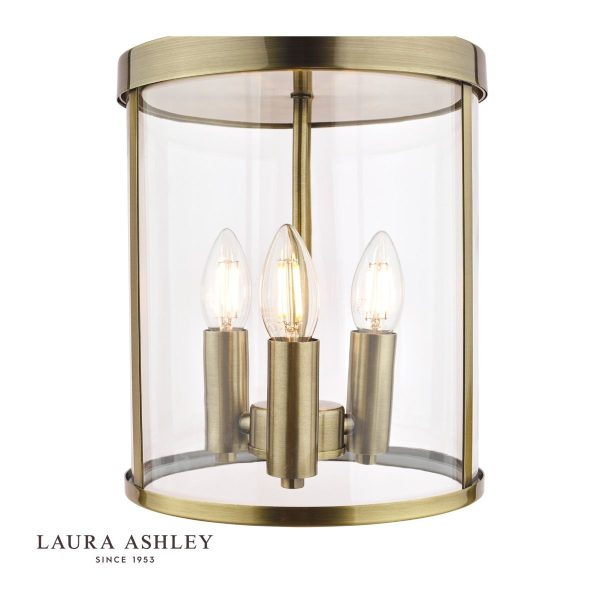 Laura Ashley Selbourne 3lt Lantern Antique Brass Glass - Image 3