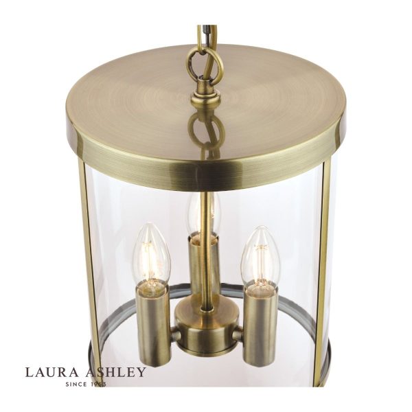 Laura Ashley Selbourne 3lt Lantern Antique Brass Glass - Image 4