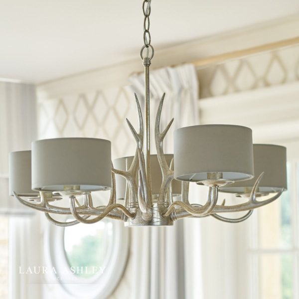 Laura Ashley Mulroy Antler 5 Light Chandelier with Shades - Image 3