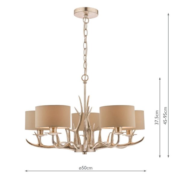 Laura Ashley Mulroy Antler 5 Light Chandelier with Shades - Image 6