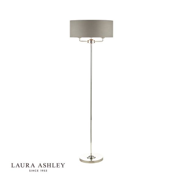 Laura Ashley Sorrento 3lt floor Lamp Polished Nickel With Charcoal Shade