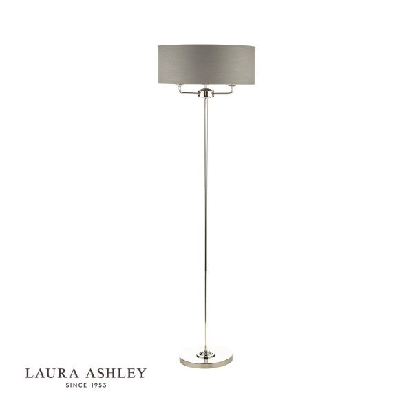 Laura Ashley Sorrento 3lt floor Lamp Polished Nickel With Charcoal Shade - Image 2