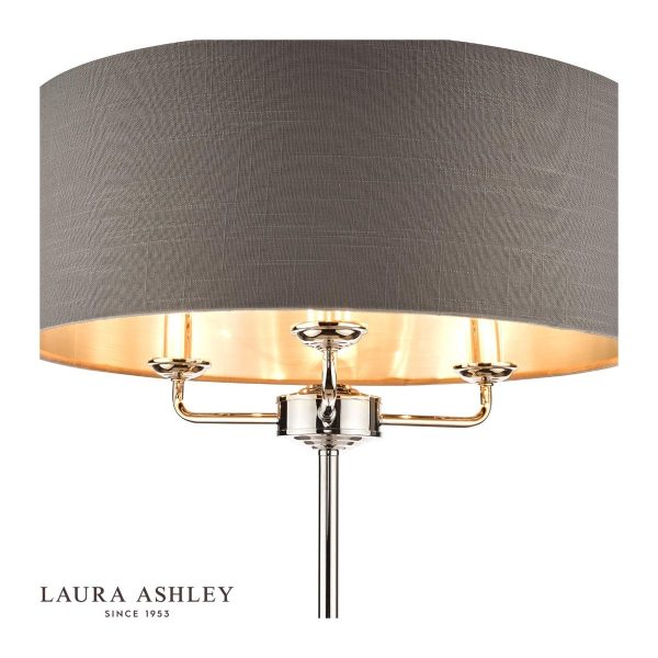 Laura Ashley Sorrento 3lt floor Lamp Polished Nickel With Charcoal Shade - Image 3