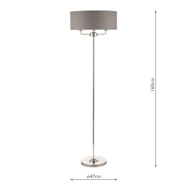 Laura Ashley Sorrento 3lt floor Lamp Polished Nickel With Charcoal Shade - Image 6