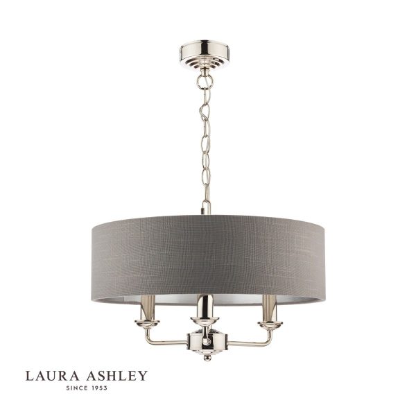 Laura Ashley Sorrento 3lt Pendant Polished Nickel With Charcoal Shade - Image 2