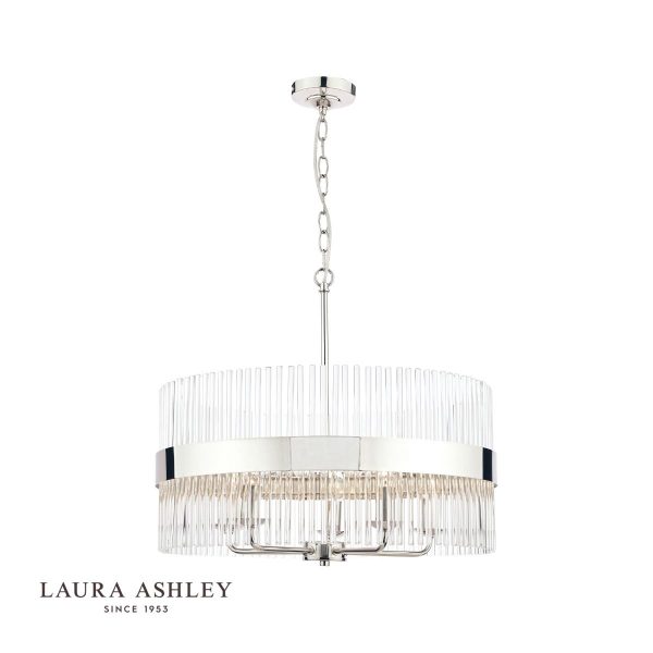 Laura Ashley Alexa 5lt Pendant Polished Nickel Glass Rods