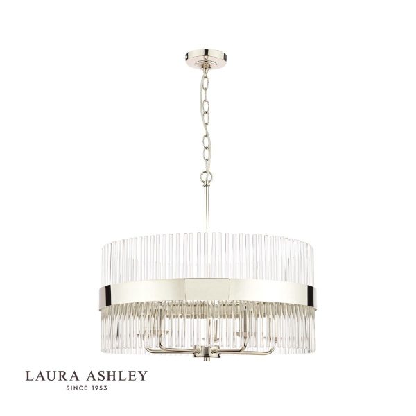 Laura Ashley Alexa 5lt Pendant Polished Nickel Glass Rods - Image 2