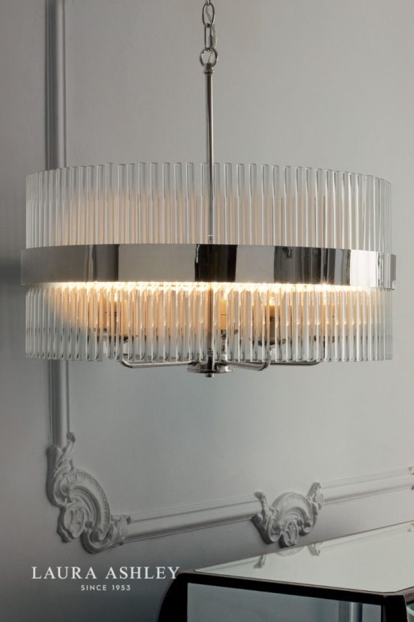 Laura Ashley Alexa 5lt Pendant Polished Nickel Glass Rods - Image 4