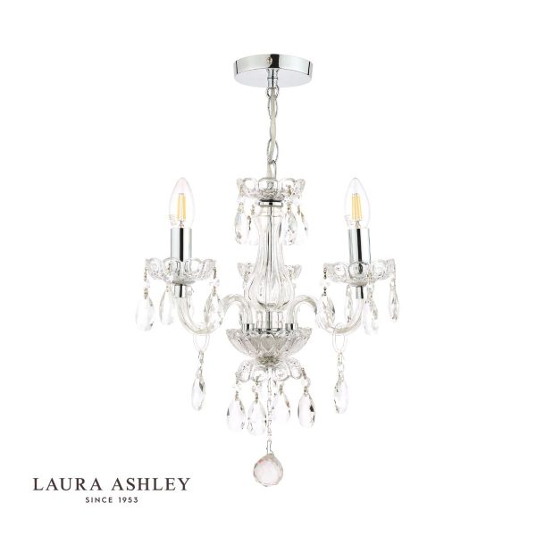 Laura Ashley Harriet 3 Light Crystal & Polished Chrome Chandelier - Image 2