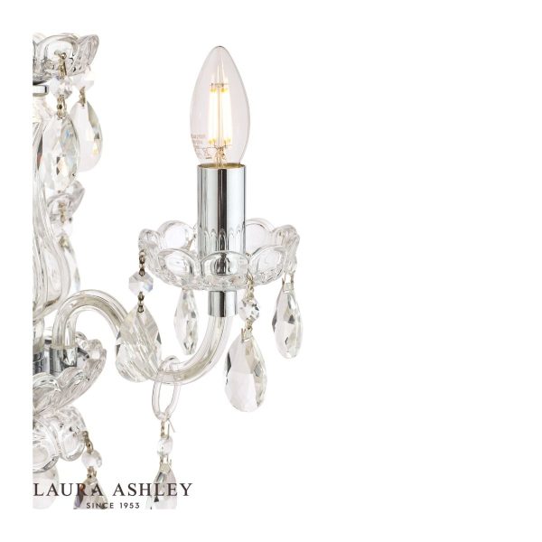 Laura Ashley Harriet 3 Light Crystal & Polished Chrome Chandelier - Image 3