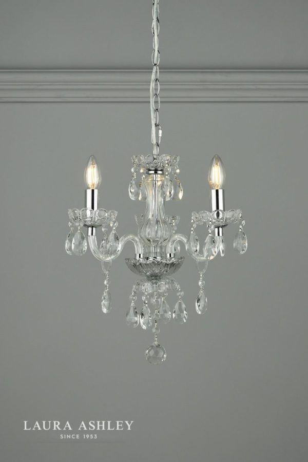 Laura Ashley Harriet 3 Light Crystal & Polished Chrome Chandelier - Image 4