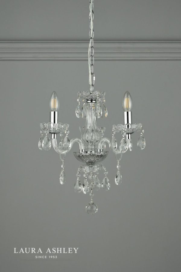 Laura Ashley Harriet 3 Light Crystal & Polished Chrome Chandelier - Image 5