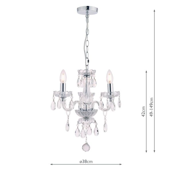 Laura Ashley Harriet 3 Light Crystal & Polished Chrome Chandelier - Image 6