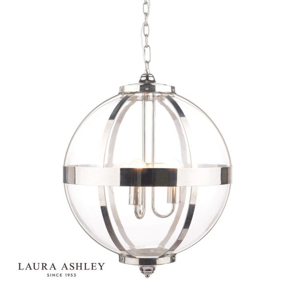 Laura Ashley - Odiham 3 Light Pendant Polished Nickel Glass