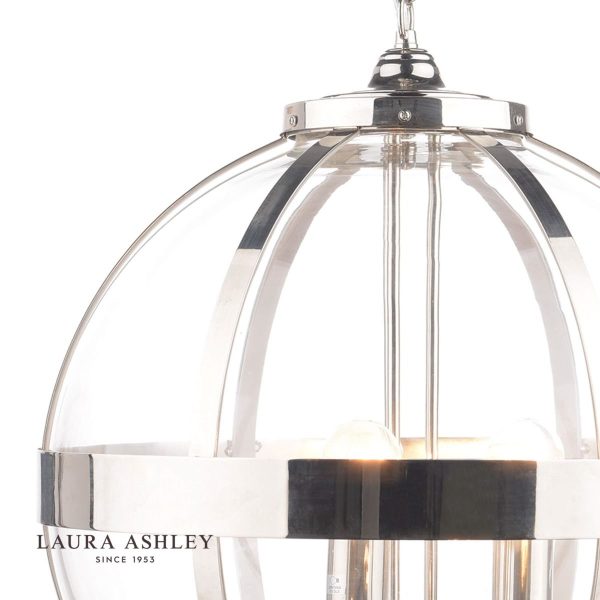 Laura Ashley - Odiham 3 Light Pendant Polished Nickel Glass - Image 3