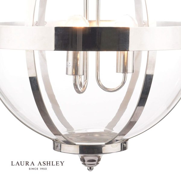 Laura Ashley - Odiham 3 Light Pendant Polished Nickel Glass - Image 2