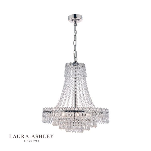 Laura Ashley Enid Polished Nickel & Cut Glass 5 Light Chandelier