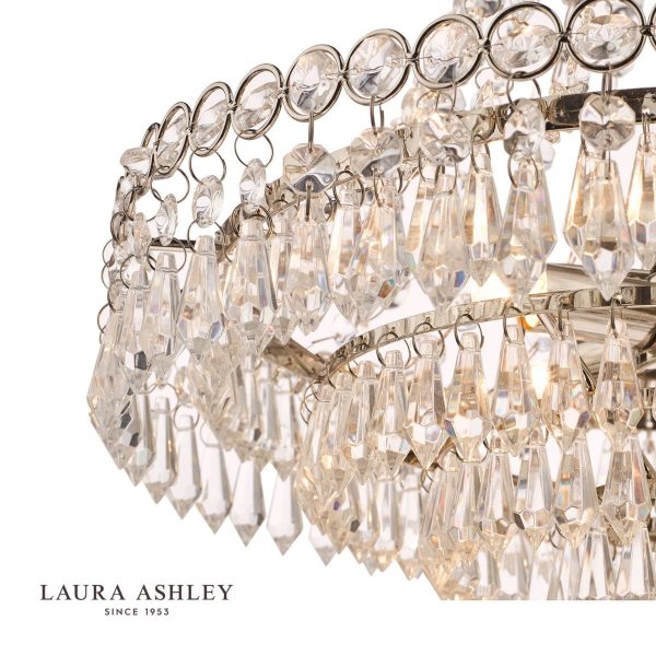 Laura Ashley Enid Polished Nickel & Cut Glass 5 Light Chandelier - Image 2