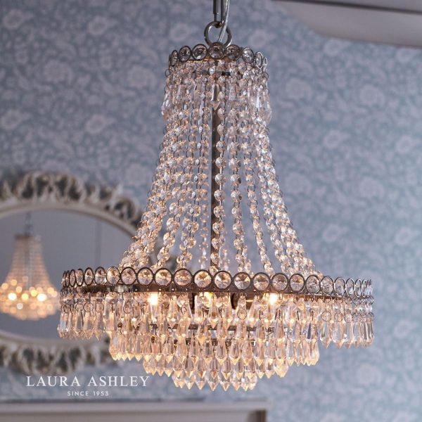 Laura Ashley Enid Polished Nickel & Cut Glass 5 Light Chandelier - Image 3