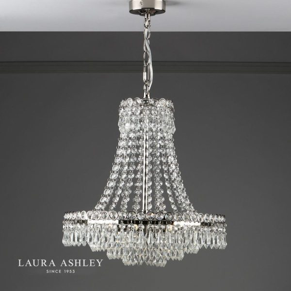 Laura Ashley Enid Polished Nickel & Cut Glass 5 Light Chandelier - Image 4