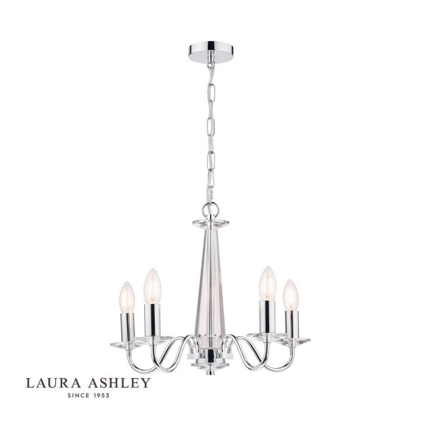 Laura Ashley Blake Cut Glass & Polished Chrome 5 Light Chandelier