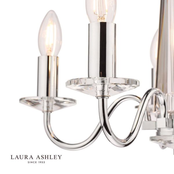 Laura Ashley Blake Cut Glass & Polished Chrome 5 Light Chandelier - Image 2