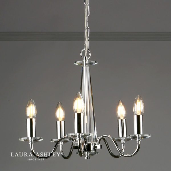 Laura Ashley Blake Cut Glass & Polished Chrome 5 Light Chandelier - Image 3