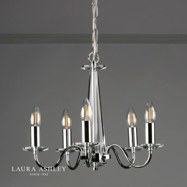 Laura Ashley Blake Cut Glass & Polished Chrome 5 Light Chandelier - Image 4