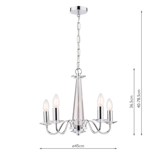 Laura Ashley Blake Cut Glass & Polished Chrome 5 Light Chandelier - Image 5