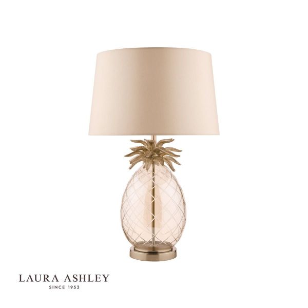 Laura Ashley Pineapple Champagne Cut Glass Table Lamp with Taupe Shade