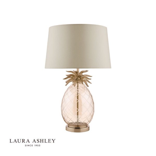 Laura Ashley Pineapple Champagne Cut Glass Table Lamp with Taupe Shade - Image 2