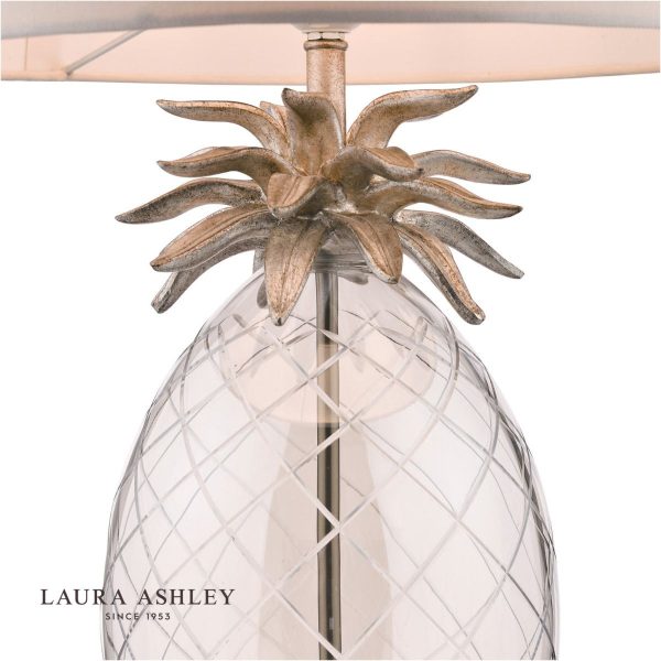 Laura Ashley Pineapple Champagne Cut Glass Table Lamp with Taupe Shade - Image 3