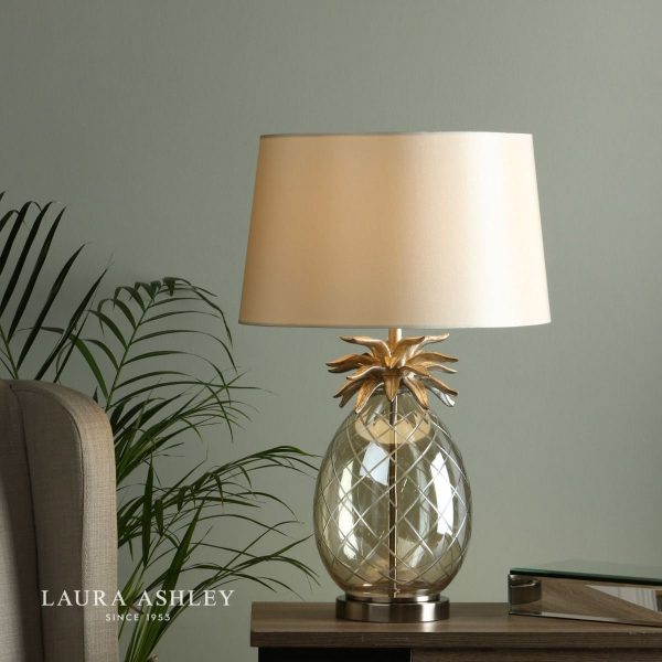 Laura Ashley Pineapple Champagne Cut Glass Table Lamp with Taupe Shade - Image 4