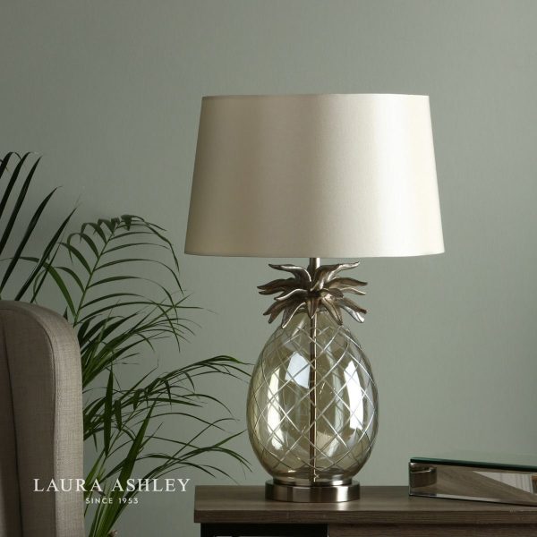 Laura Ashley Pineapple Champagne Cut Glass Table Lamp with Taupe Shade - Image 5